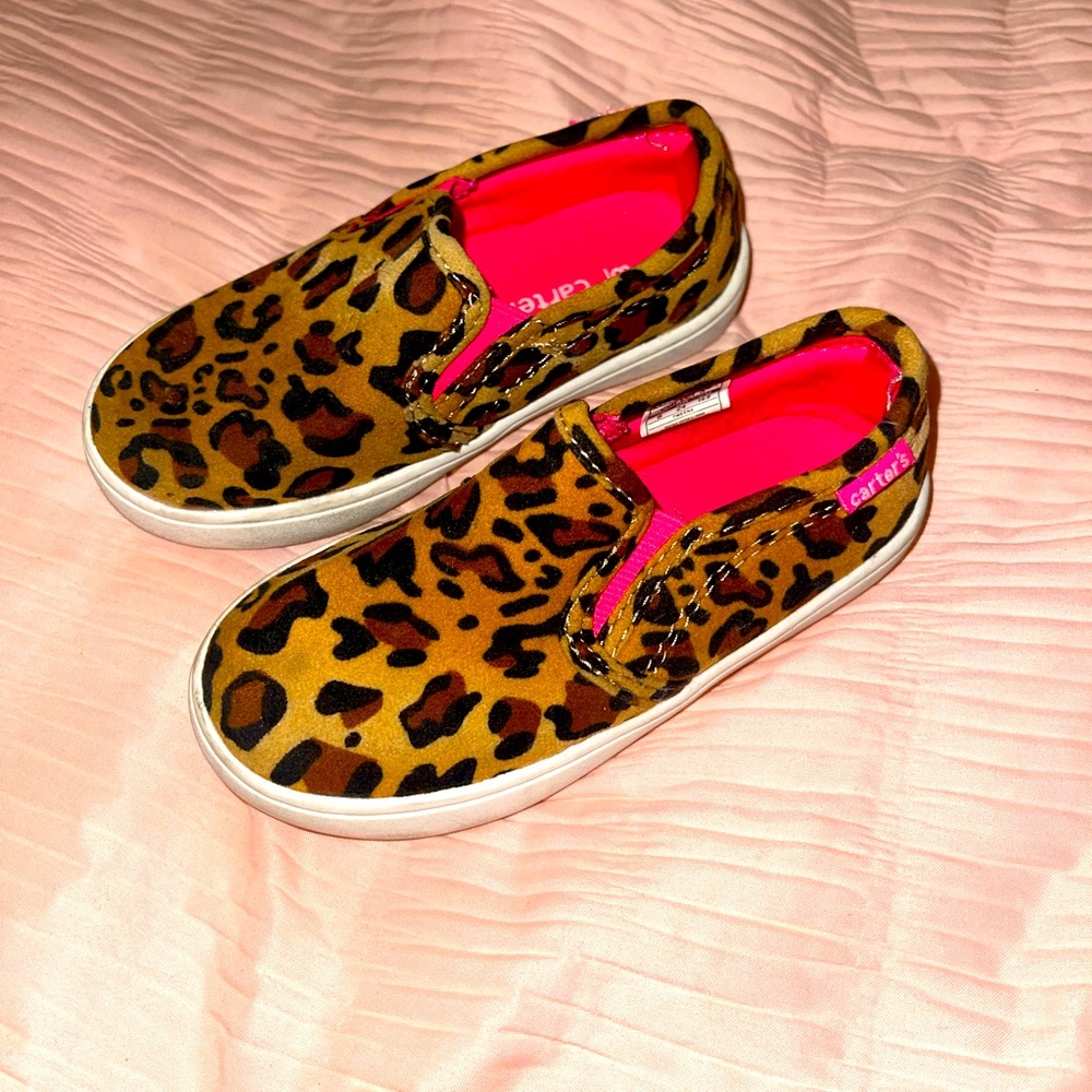 Carter’s, leopard print toddler girls shoes, size 8C